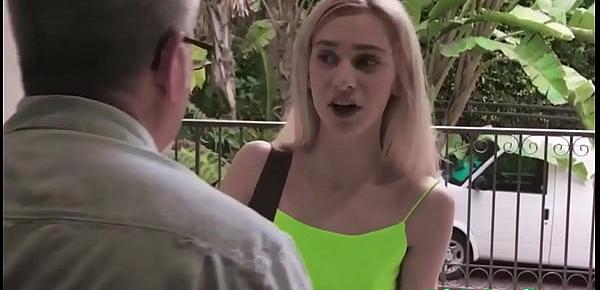  Young blonde granddaughter Chanel Shortcake banged hard by grandfather outdoor